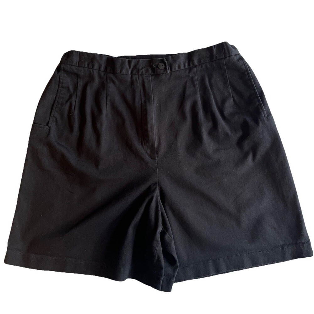 Have Bernard Chino Shorts Women’s 16W Black Pleated High Rise Pockets Bermuda